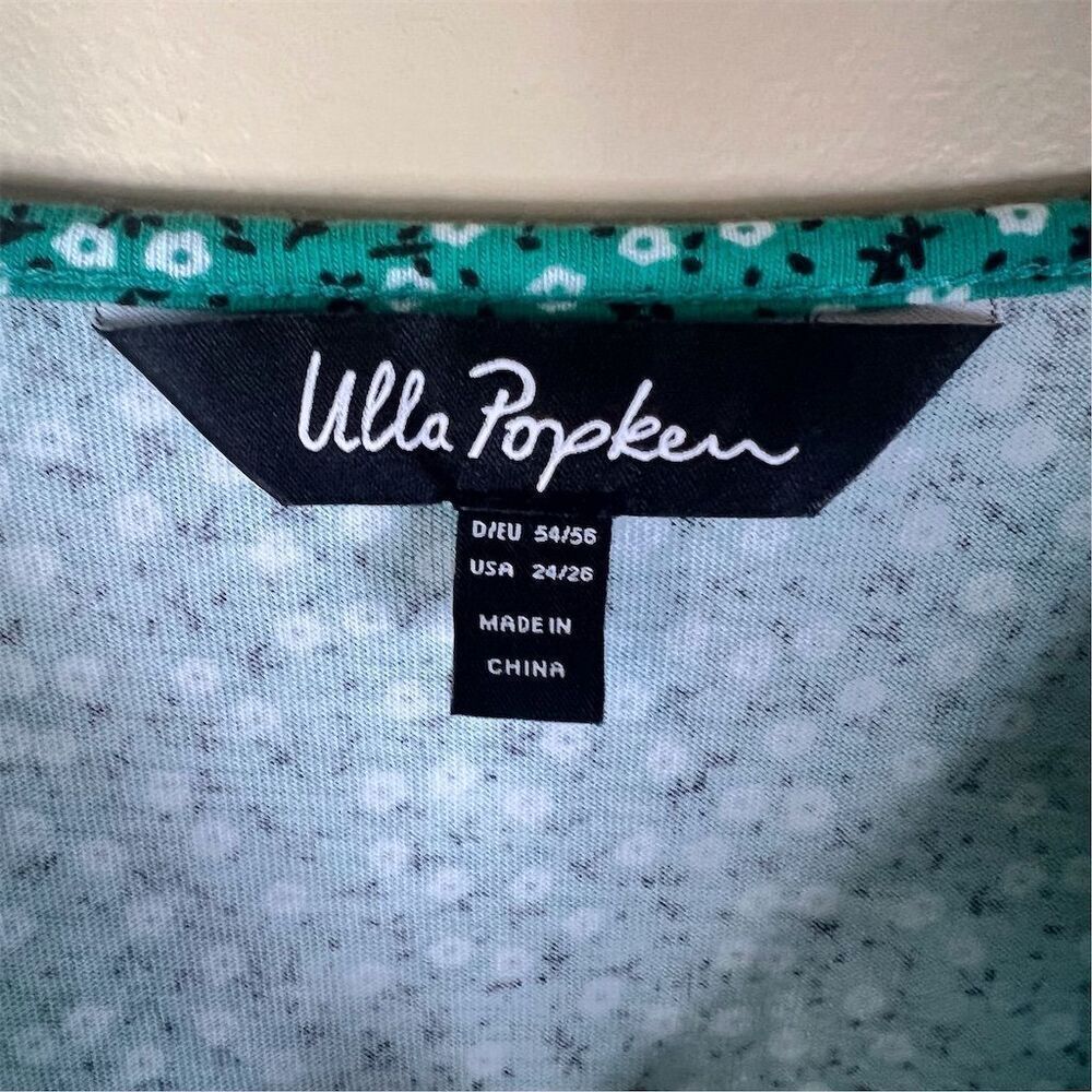Ulla Popken Plus Size 24/26 Green Patterned V-Neck Maxi Floral Dress Cottagecore - Picture 3 of 8